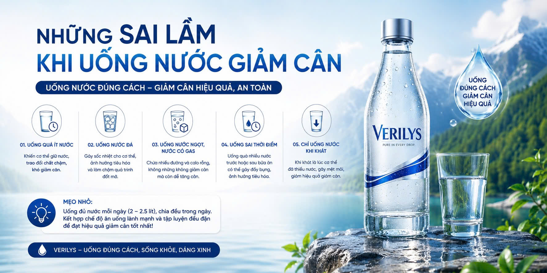Sai lầm khi uống nước giảm cân